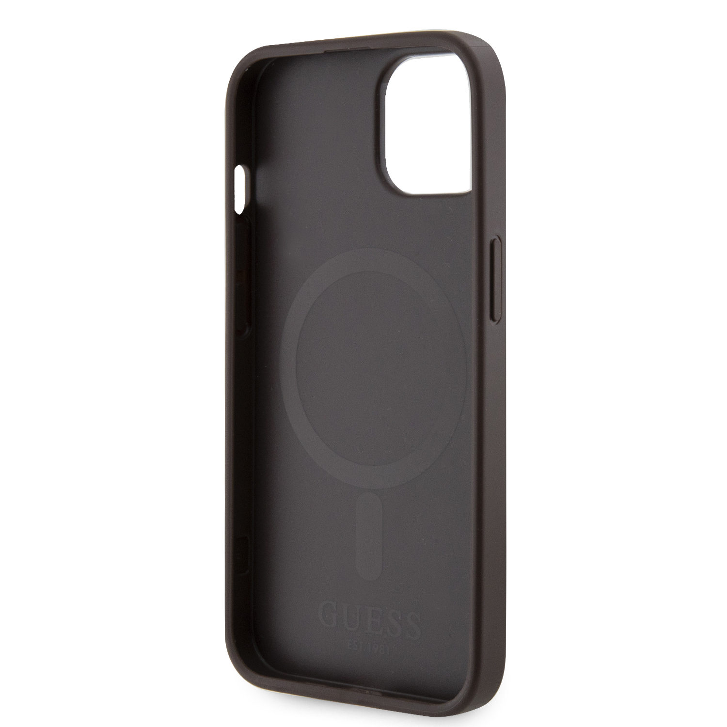 iPhone 14 MagSafe Leder Hardcase Hülle 4G Printed Stripes (GUHMP14SP4RPSW) - Braun