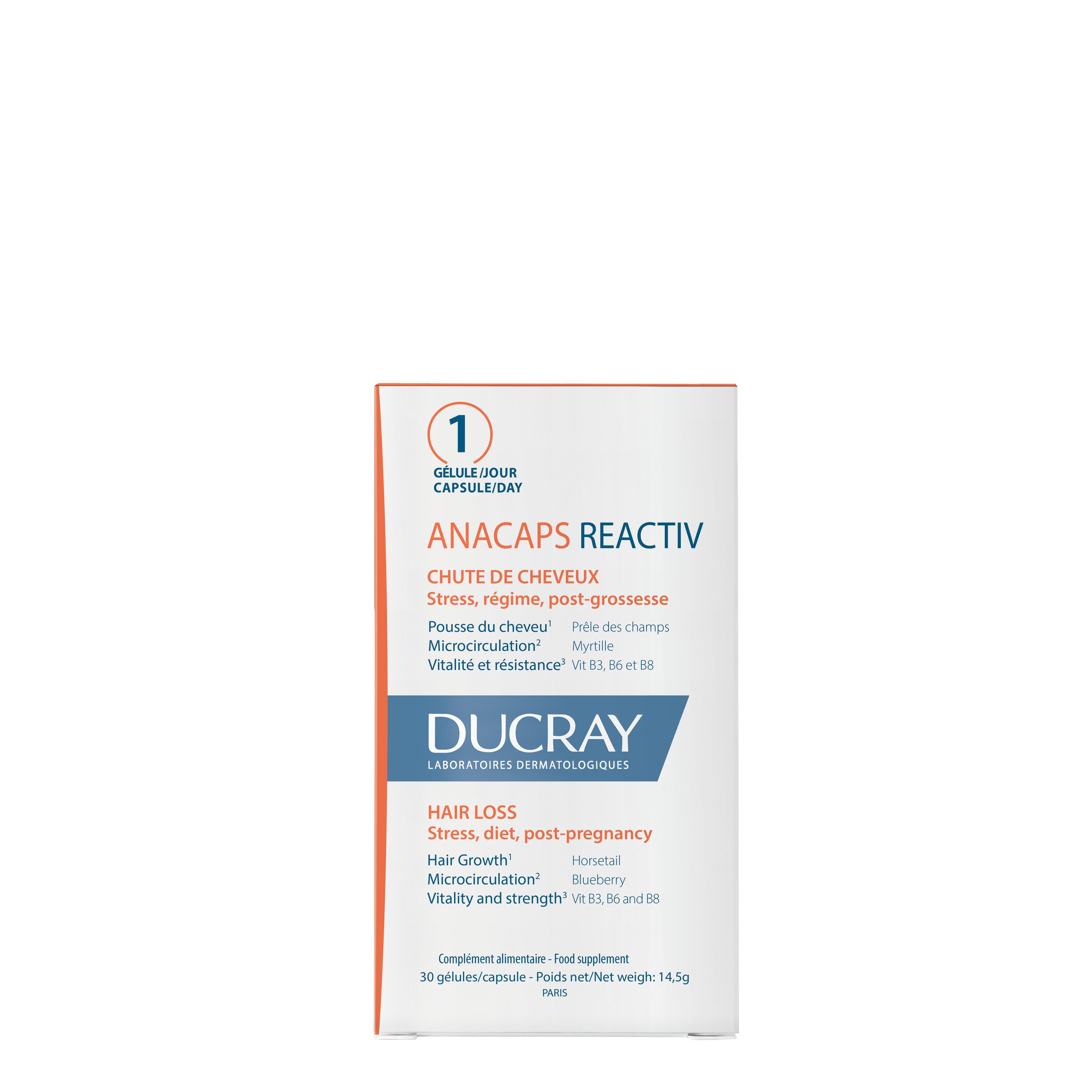 DUCRAY ANACAPS REACTIV Nahrungsergänzungsmittel<br>30 Stück, Dose, Kapsel