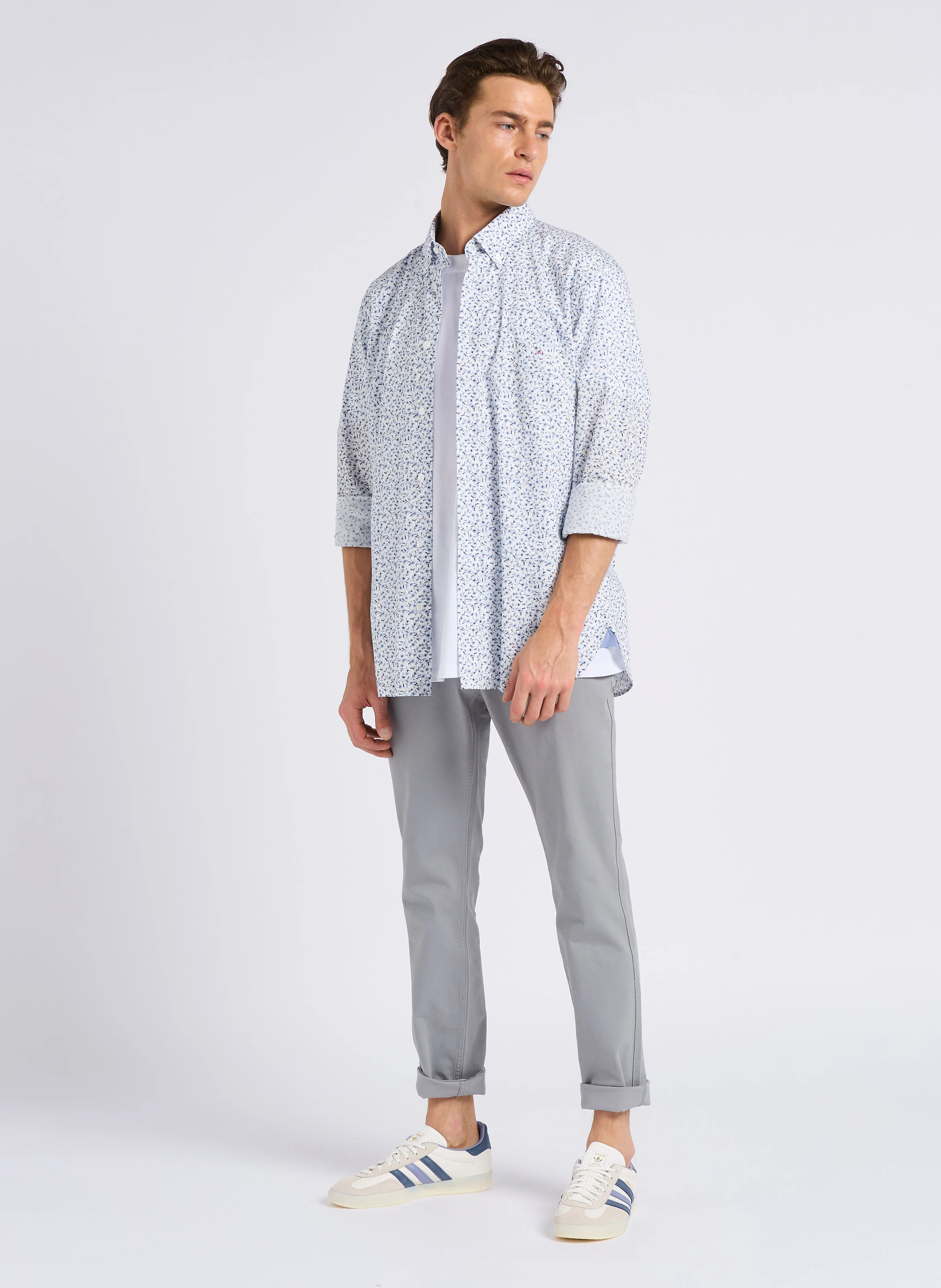 Pantalon skinny en coton mélangé | Gris