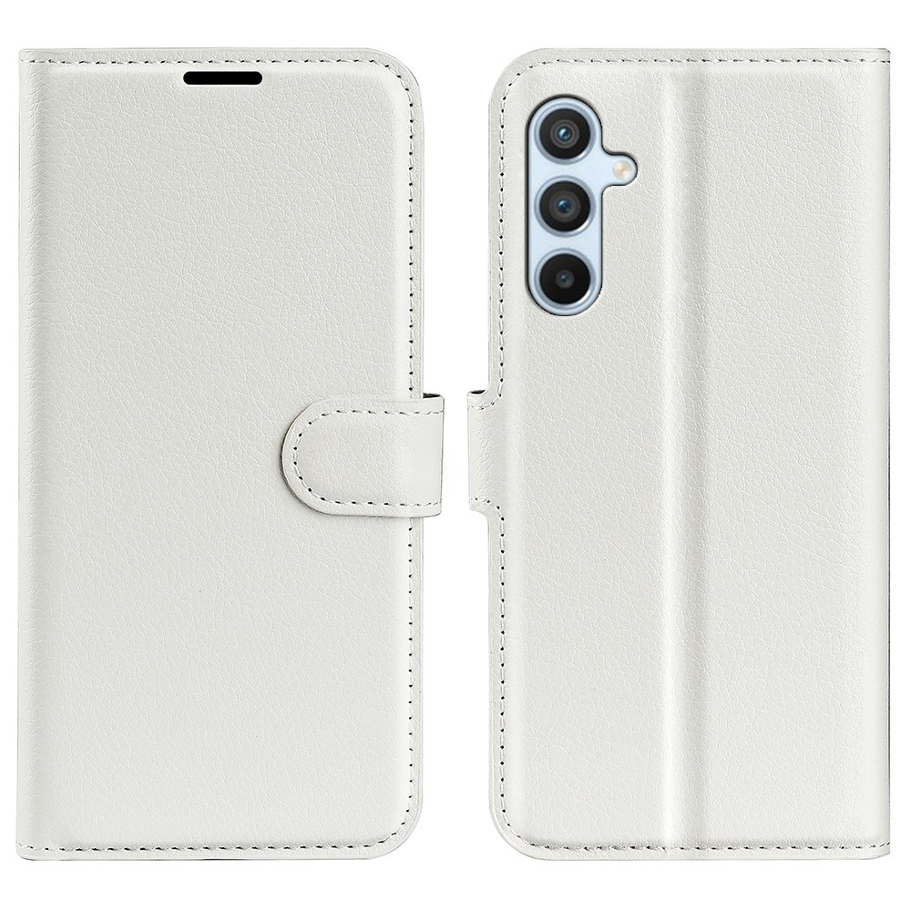 Samsung Galaxy A54 5G Leder Tasche Flip Cover Litchi Look - Weiss