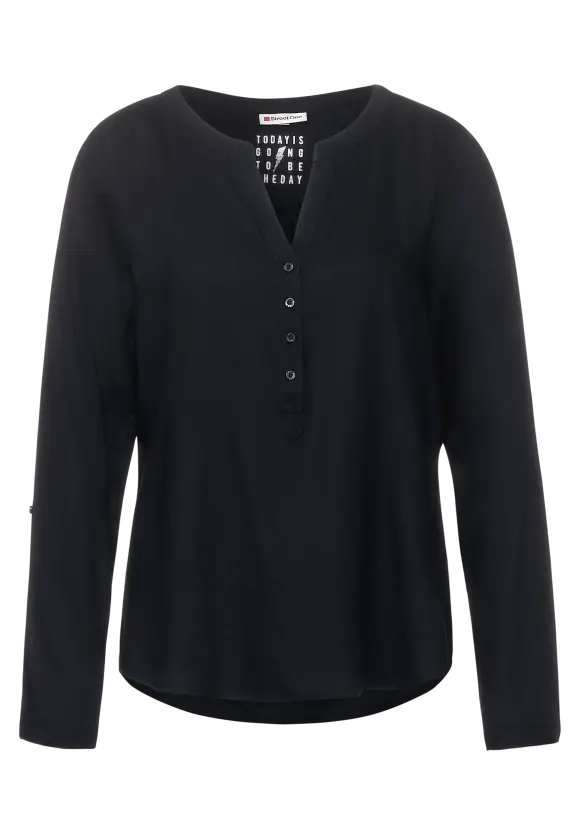 Bluse in Unifarbe - dark blue