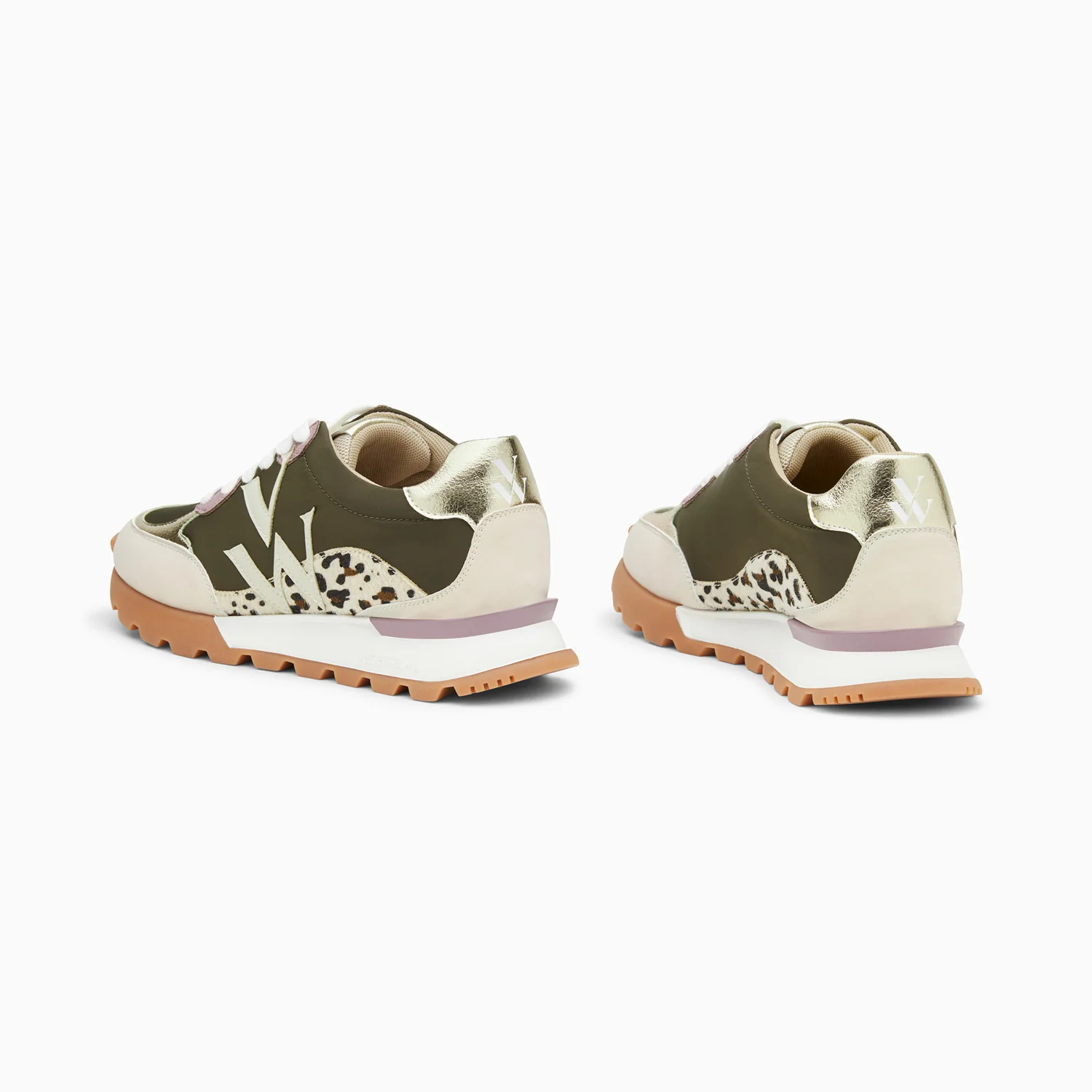 Sneakers-Baskets monogramme Caterina kaki à semelle running