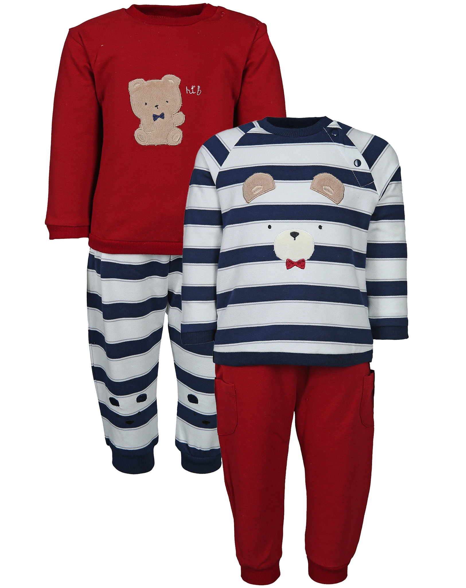 Langarmshirt OSO 4-teilig in night blue/red