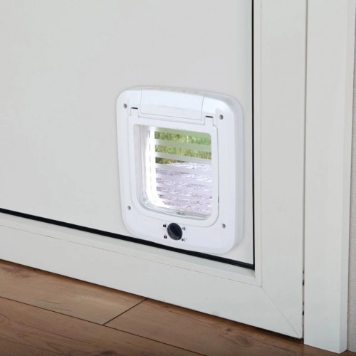 Porta para gatos com 4 posições para gatos, branca