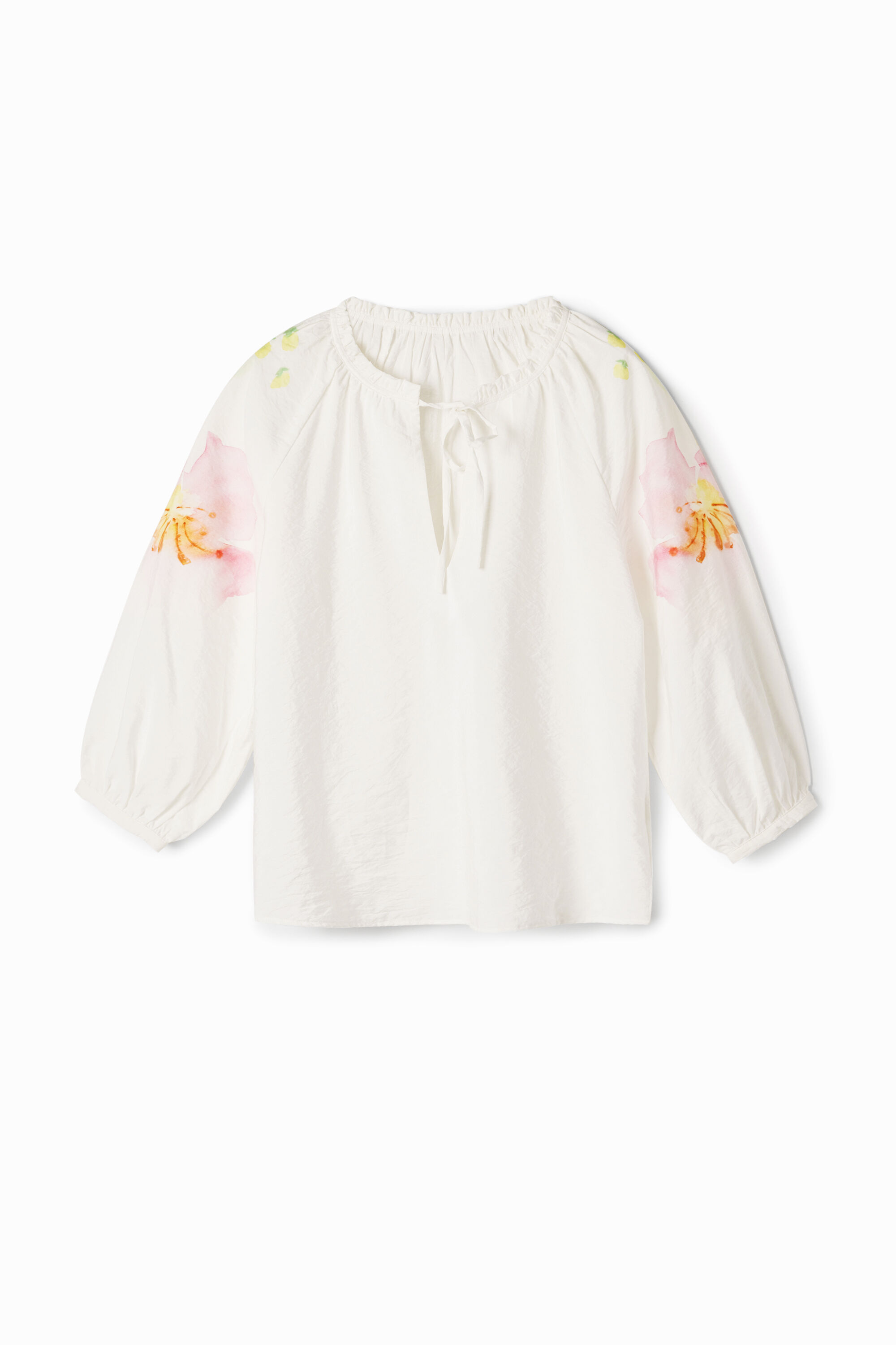 Blusa sensual com estampa floral em aquarela