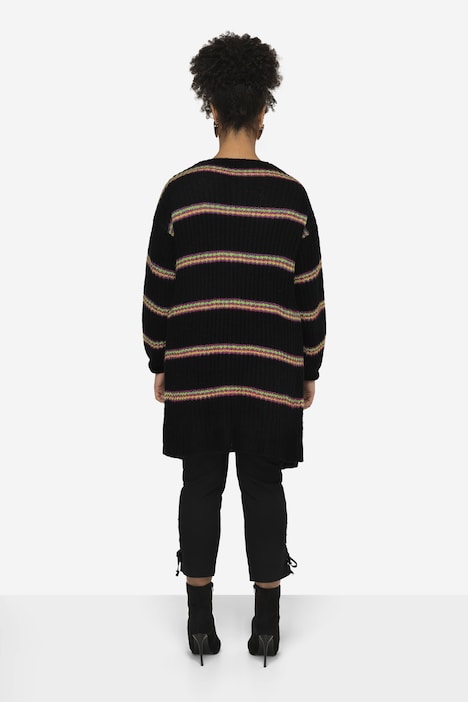 Strickjacke, Ringel, offene Form, Langarm