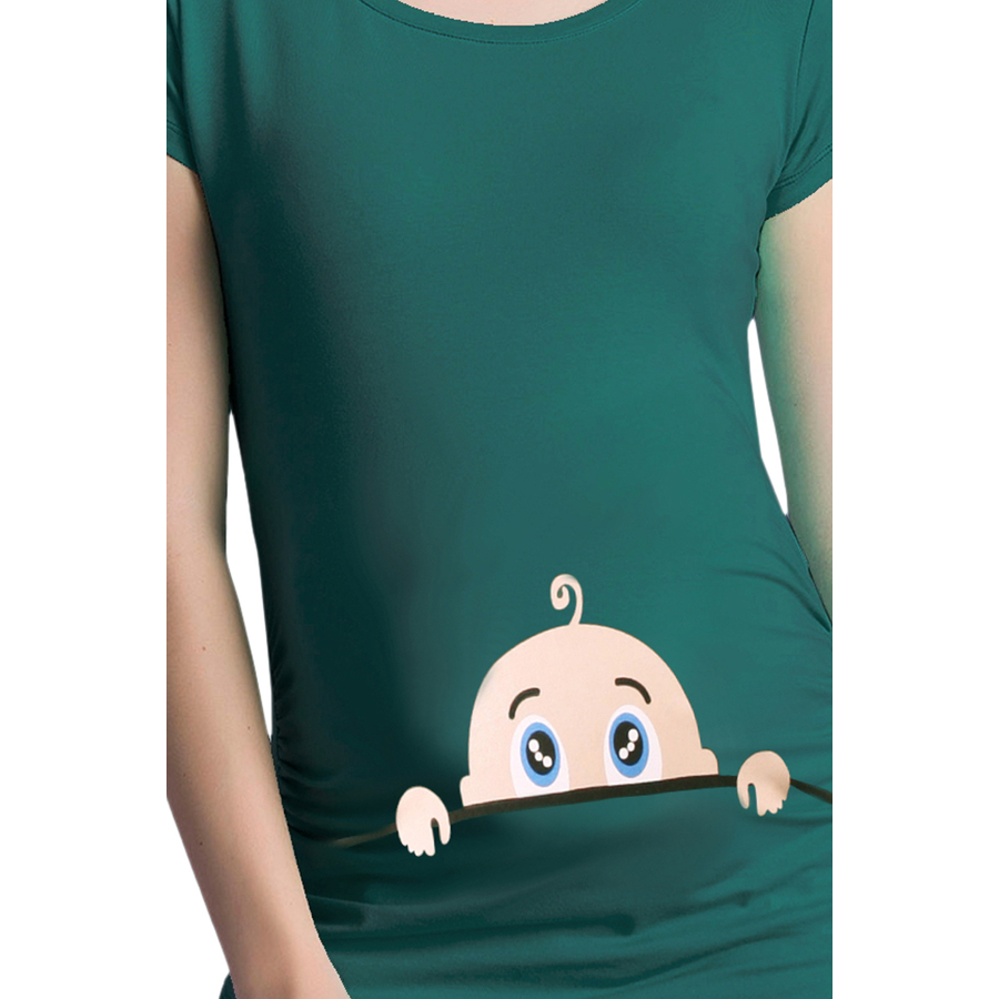 M.M.C. Umstandsshirt Neugieriges Baby mit Motiv Dunkelgrün