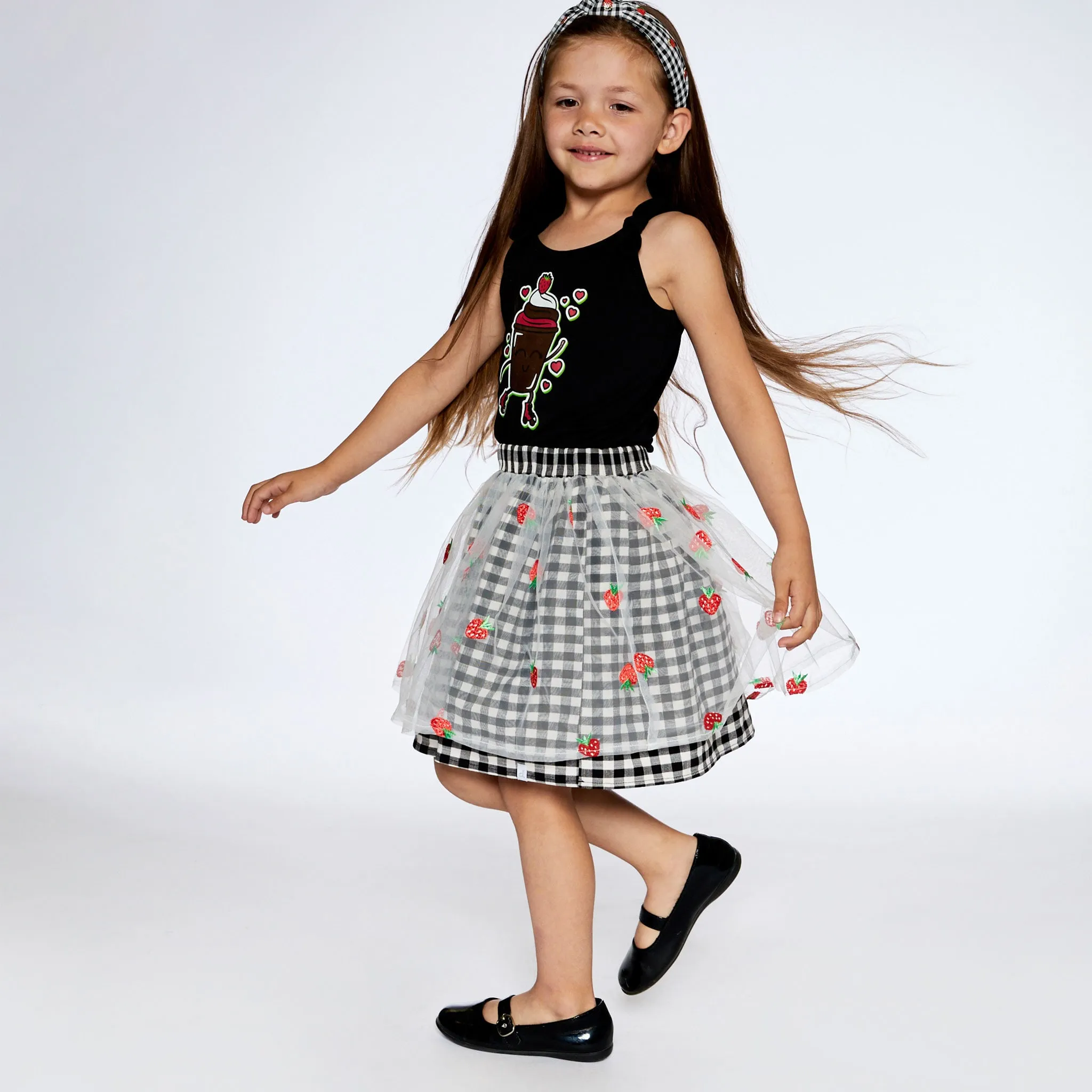 Deux par Deux Jupe Vichy Fraise 7-10ans