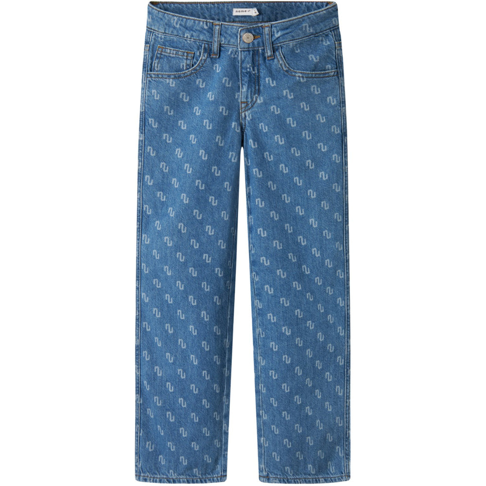 Køb Name It Medium Blue Denim Rose Wide Jeans