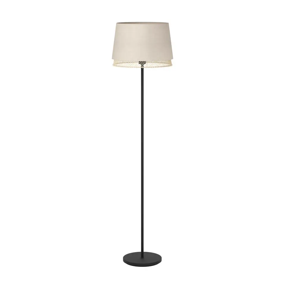 EGLO Tabley Vloerlamp - E27 - 153 cm - Natuur/Bruin/Zwart - Textiel