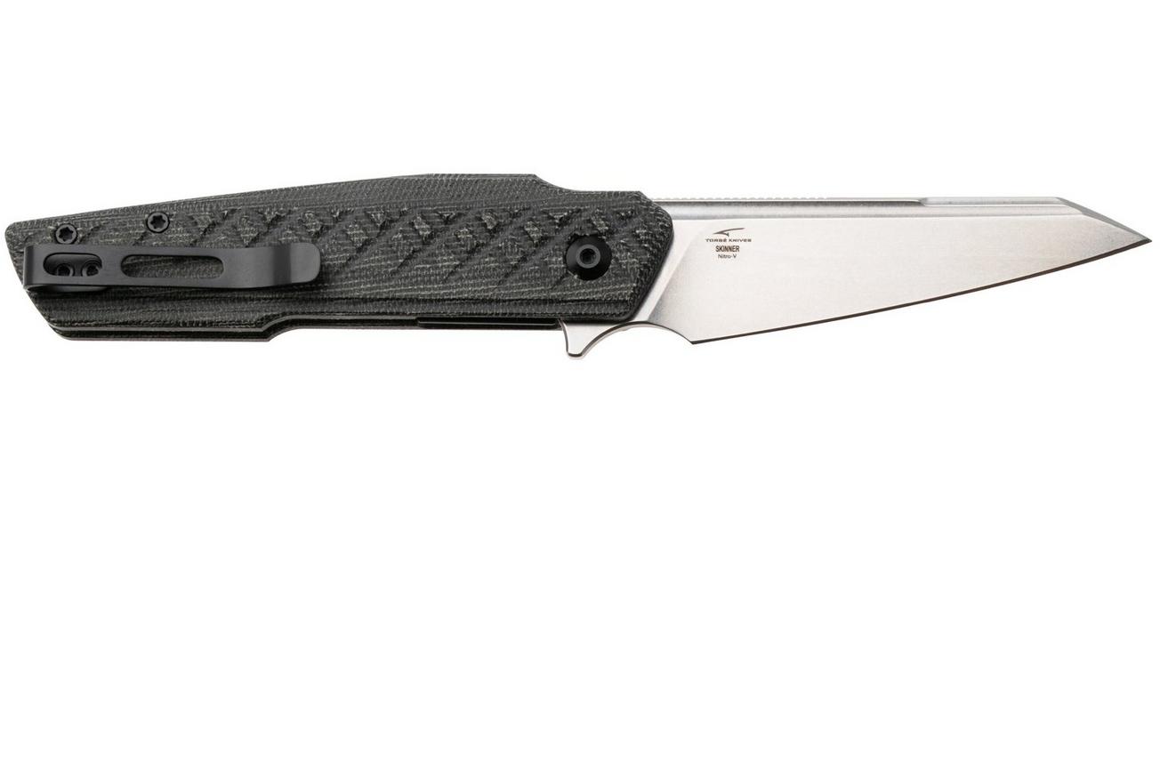 Kizer Skinner V3725A2, Stonewashed Nitro-V, Black Micarta zakmes, Maciej Torbé design