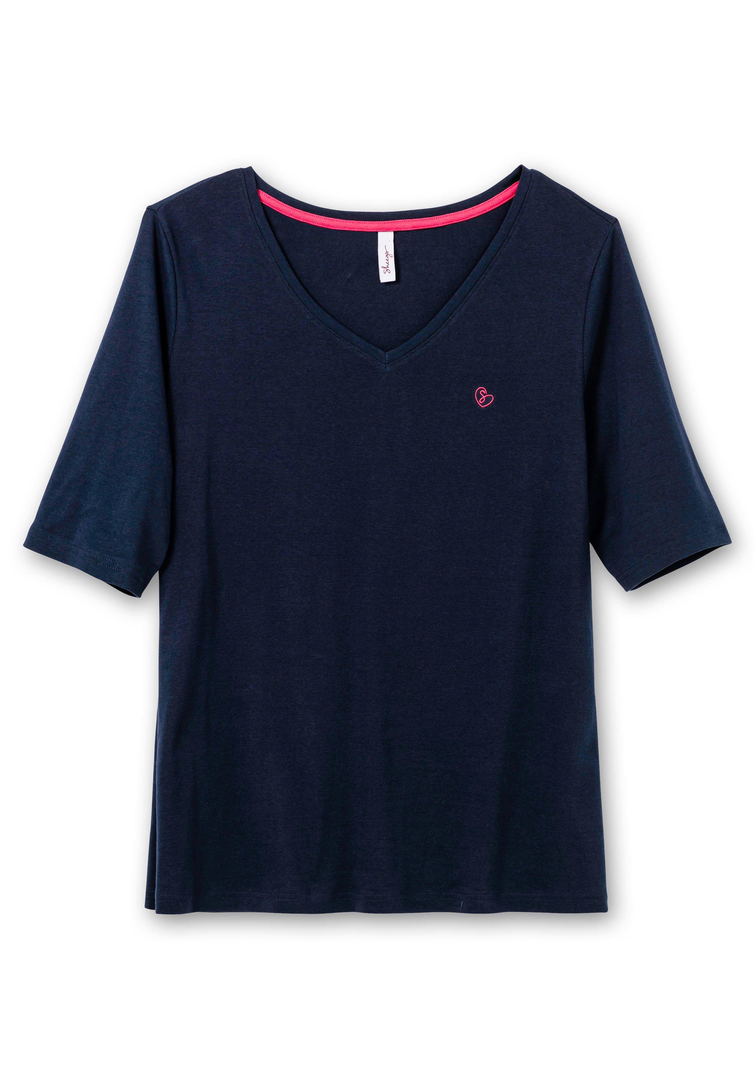 Shirt mit V-Ausschnitt, in Rippqualität