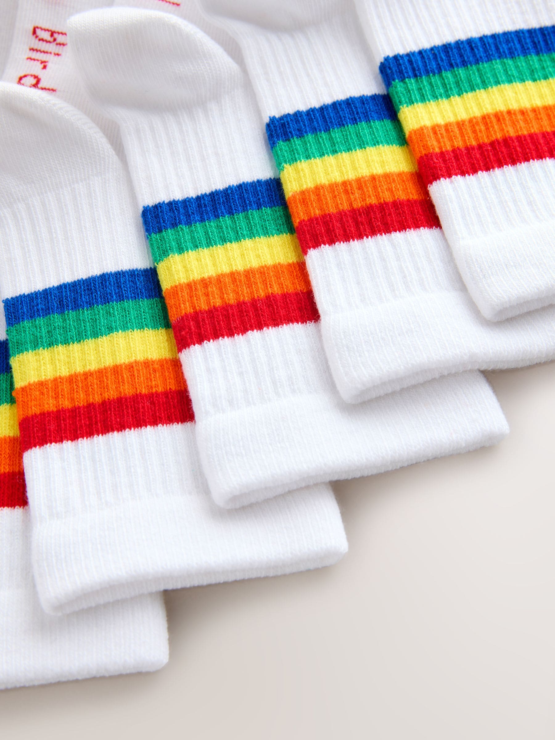 Felgekleurde regenboogstrepen - Little Bird by Jools Oliver White Tube Socks 7 Pack