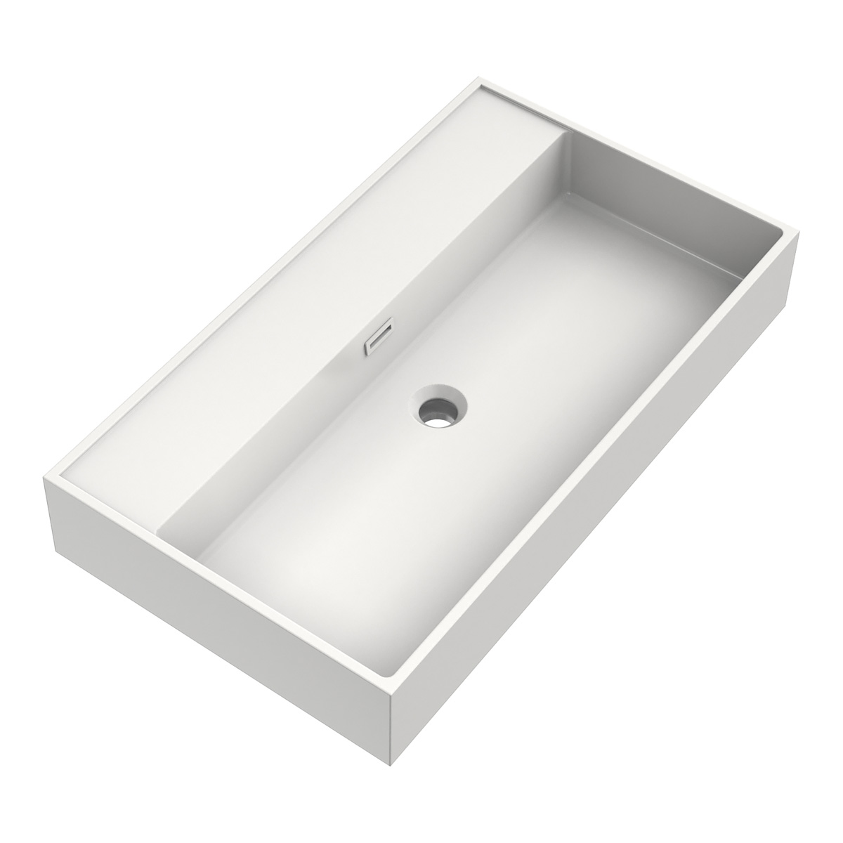 Brauer Gravity enkele wastafel mineraalmarmer 80cm zonder kraangat wit glans