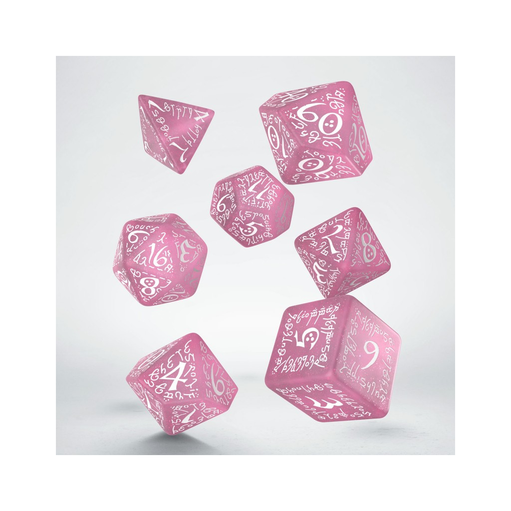 Set de dés Elfique Shimmering Rose & Blanc
