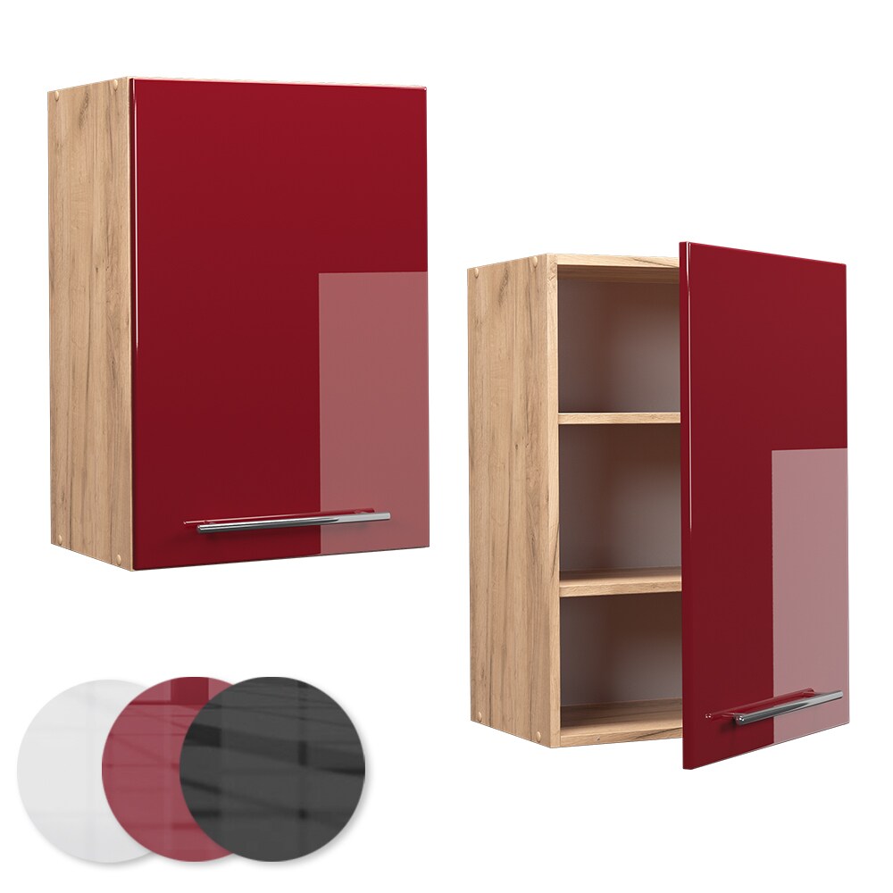 Vicco Hängeschrank Küchenschrank Küchenmöbel Fame-Line Eiche Rot Bordeaux modern 50 cm Küche Einbauküche Hängeschrank Drehtür Einlegeboden Küchenzeile Hochglanz