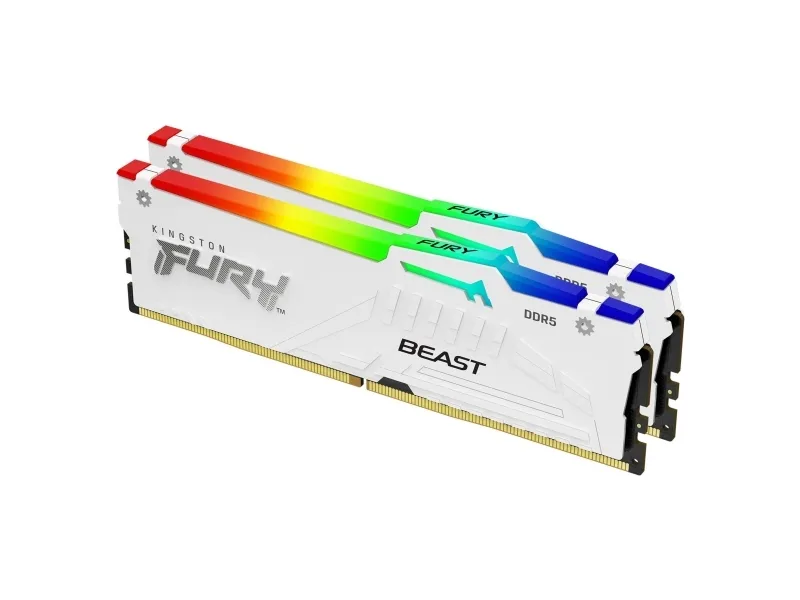 Kingston FURY Beast RGB - DDR5 - sæt - 64 GB: 2 x 32 GB - DIMM 288-PIN - 6000 MHz / PC5-48000 - CL30 - 1.4 V - ikke bufferet - on-die ECC - hvid