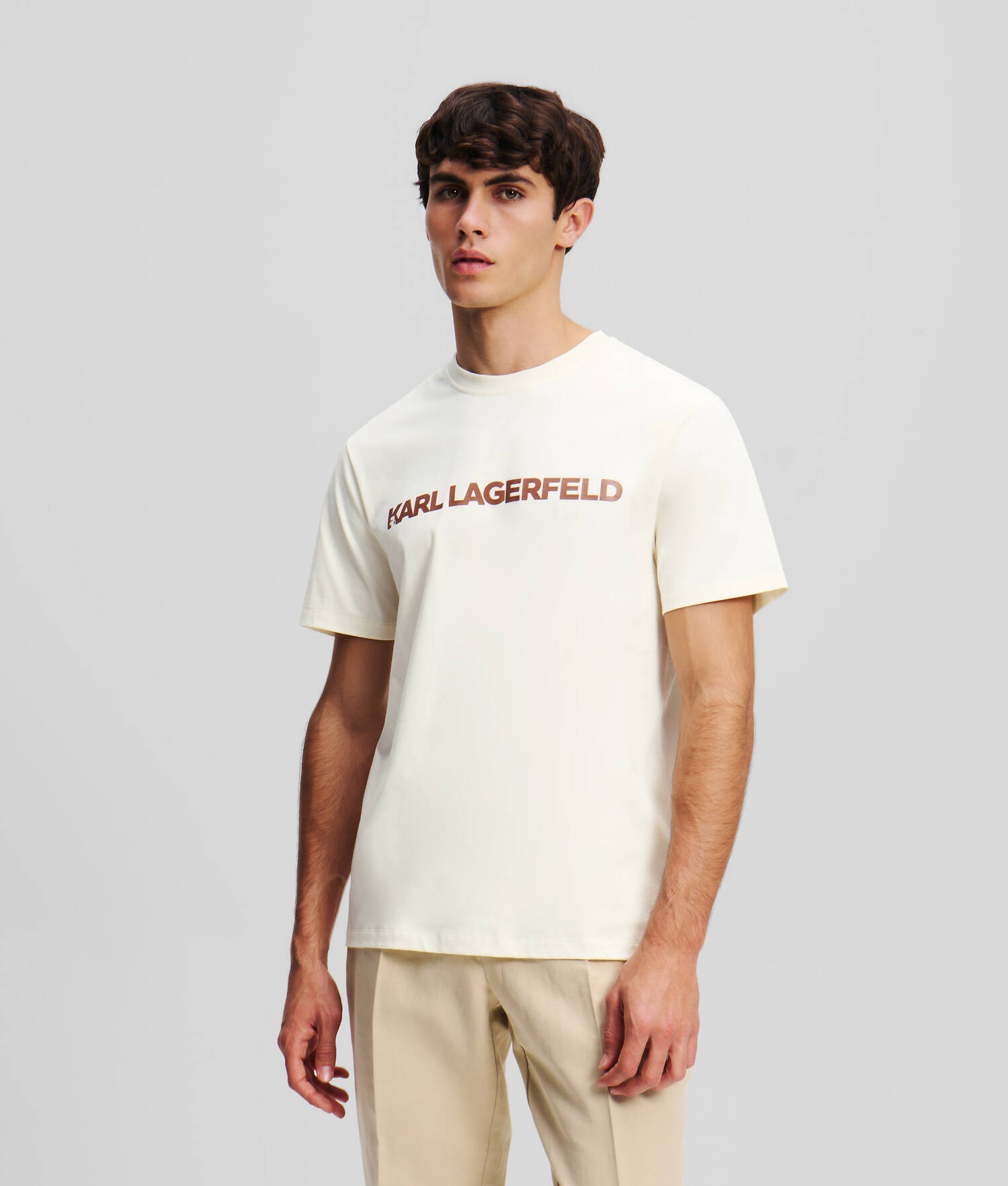 T-SHIRT AVEC LOGO KARL - Crème Cannoli