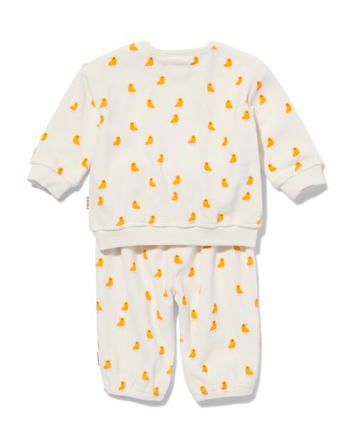 Ensemble de vêtements pour nouveau-né pull velours et pantalon canards blanc cassé