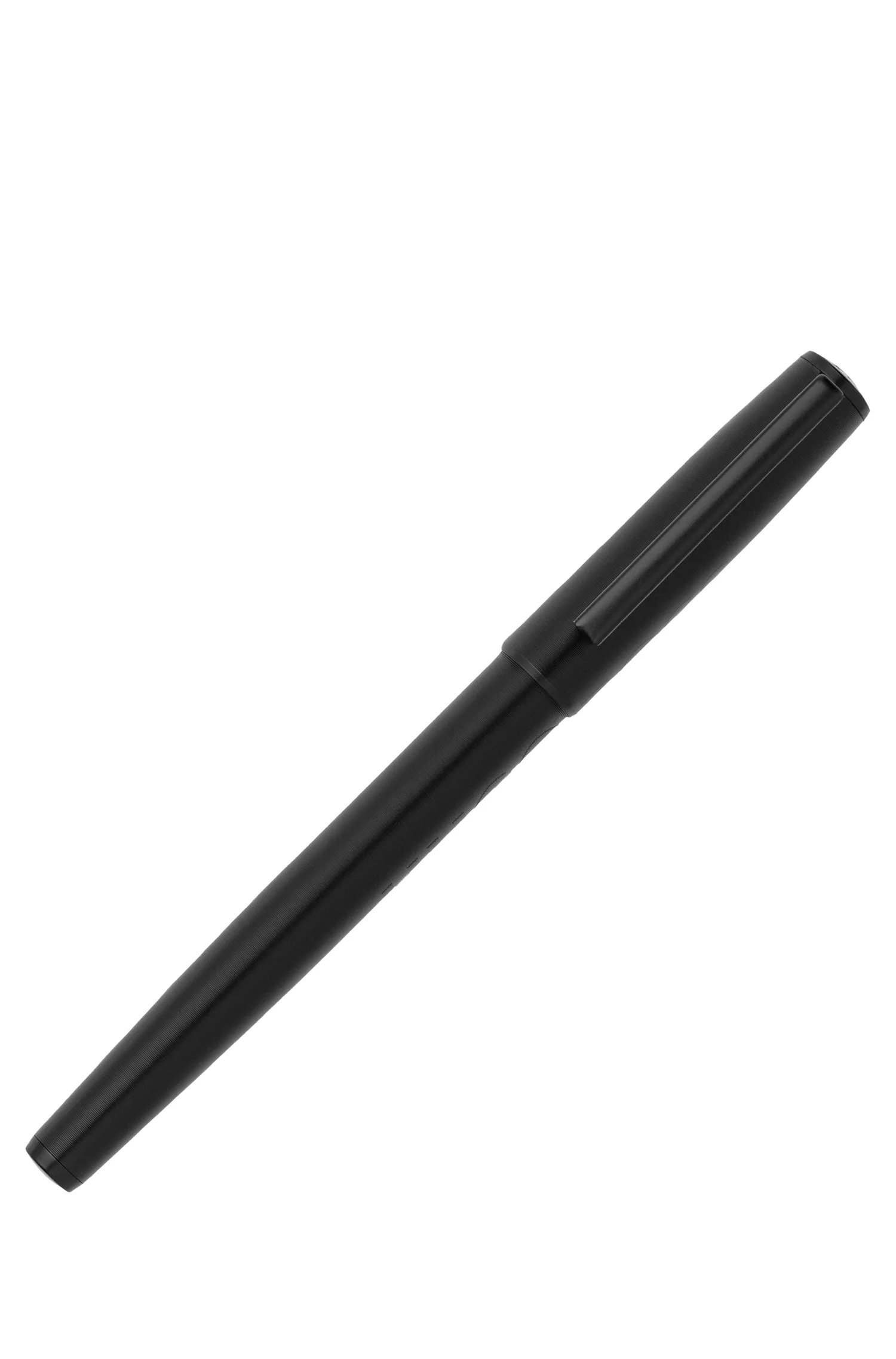 Caneta rollerball BOSS preta com logotipo tonal.