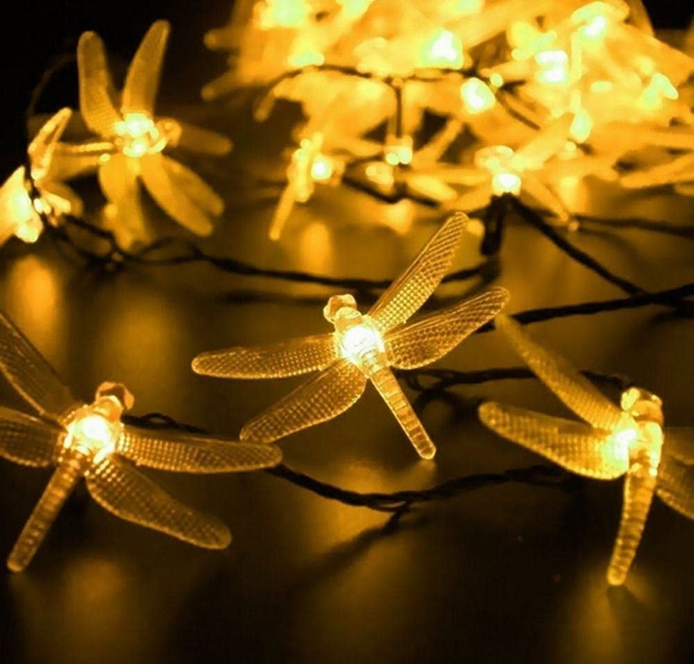 (4.8m) 30 LED's Deko Lichterkette Libellen Beleuchtung 8 Modi   Fernbedienung (Batteriebetrieben) - Warmweiss