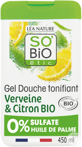 So'Bio Étic Gel Douche Tonifiant Verveine Et Citron Bio Flacon 450ml