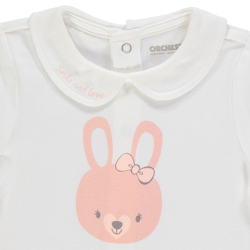 Ensemble 3 pièces print lapin pour bébé fille - Rose