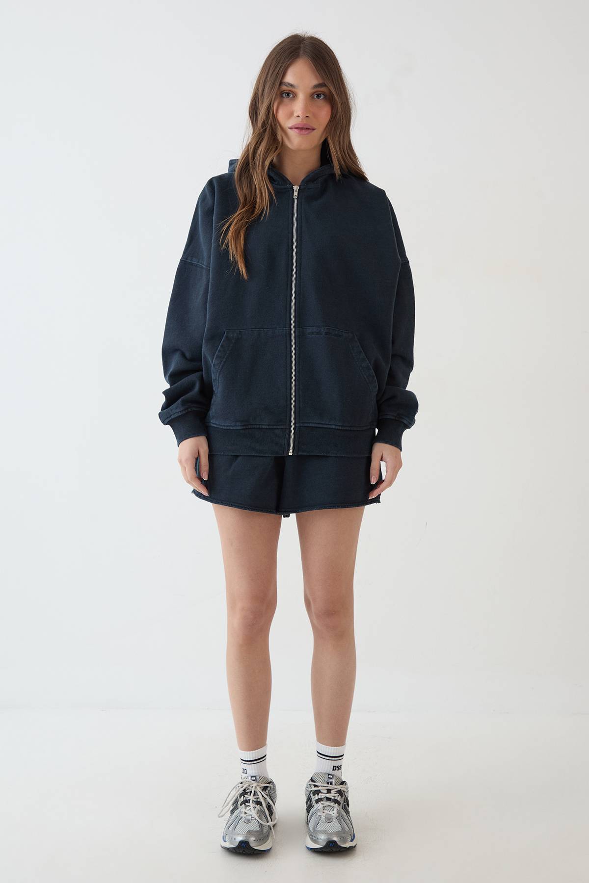 Sweat À Casynthétiqueche Zippé Oversize Effet Délavé Poids Lourd Dsgn Studio