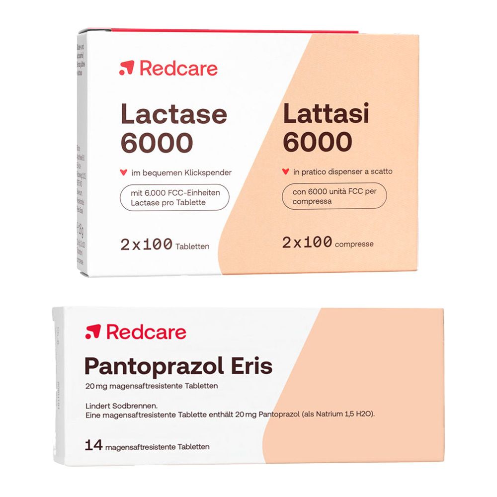 Redcare Pantoprazol Eris + Redcare Lactase 6000