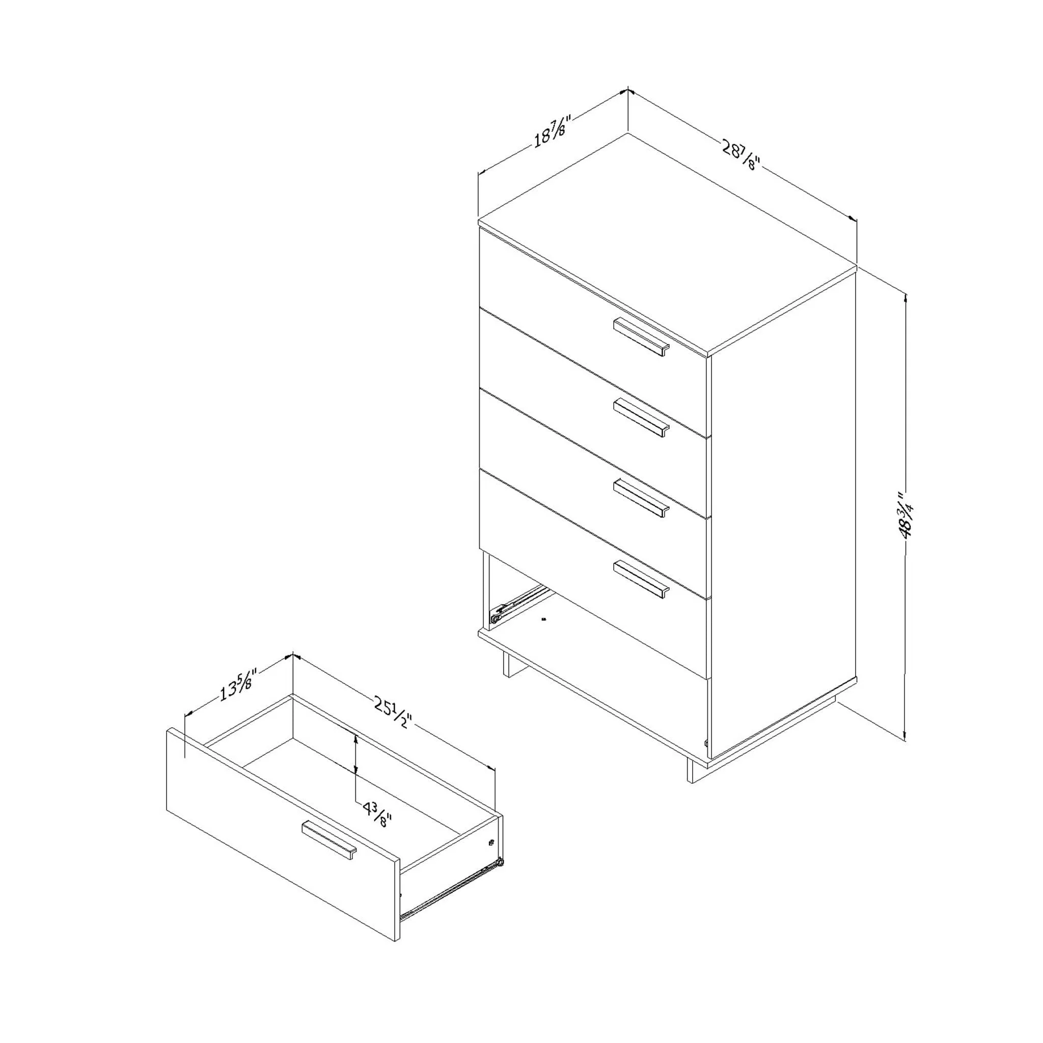 South Shore Commode 5 tiroirs - Cavalleri Érable cendré