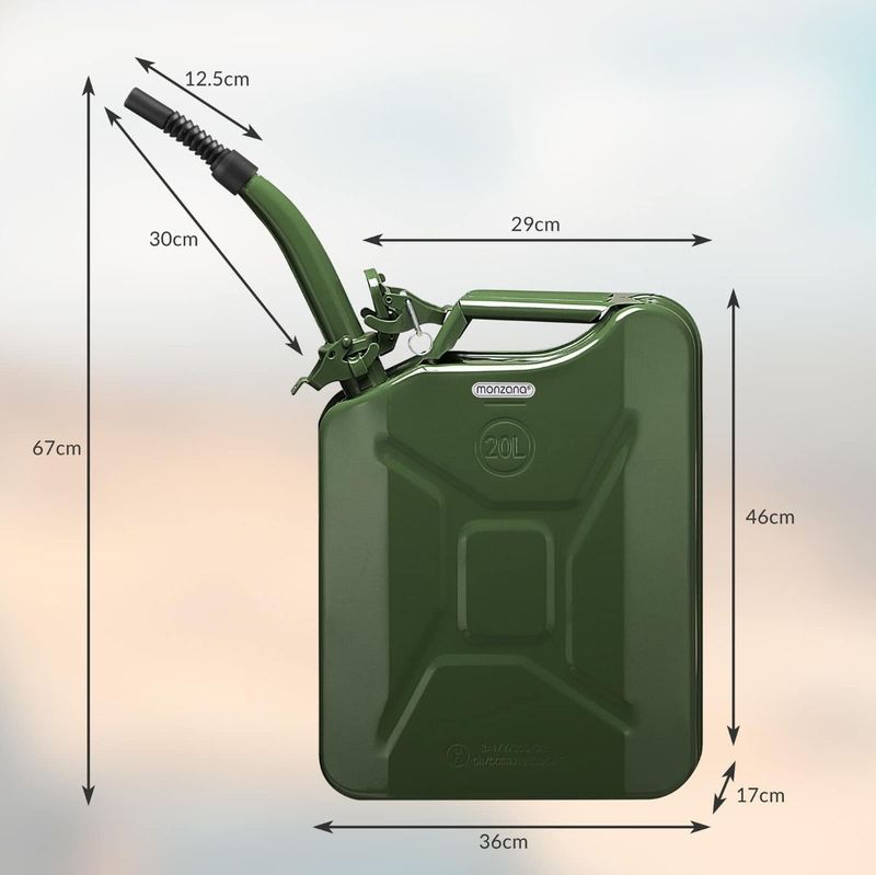 Monzana Jerrycan Benzine – 3 Stuks a 20 Liter – Olijfgroen