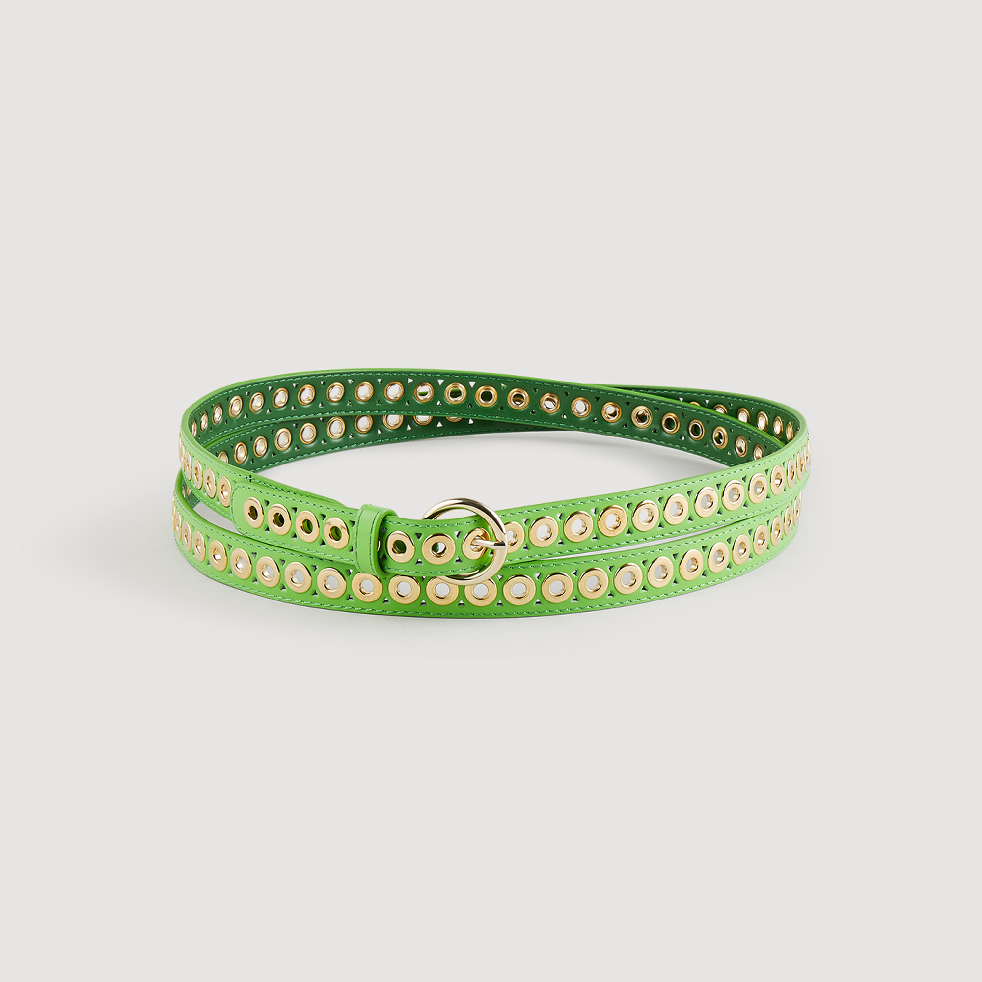 Ceinture double en cuir avec œillets