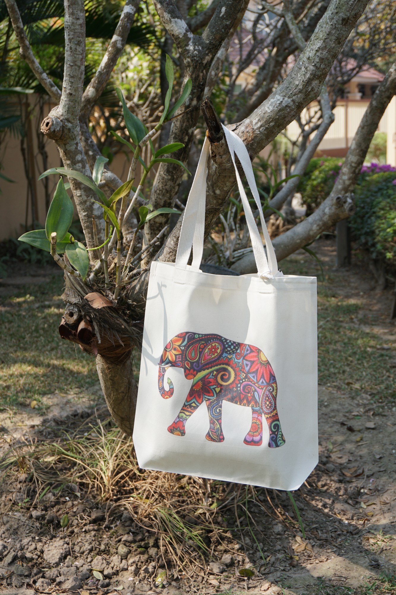 Stoffbeutel 'Elefant Blumen', multicolor, L 40 cm, B 9 cm, H 40 cm günstig bestellen
