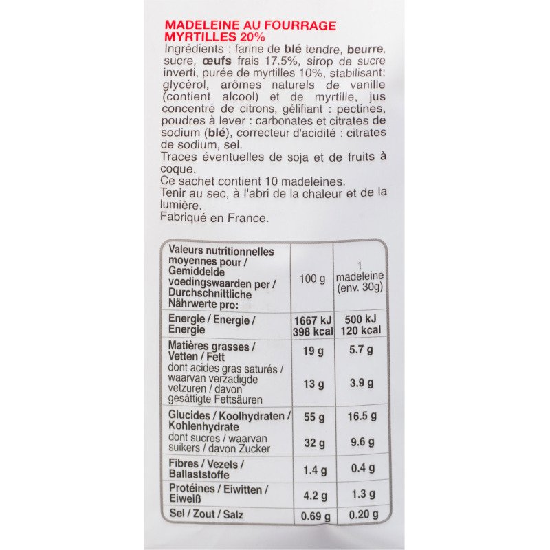 Madeleine cœur myrtille Bonne Maman - Sachet 300 g