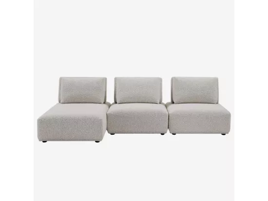 HABITAT - Canapé 3 places modulable en tissu bouclette avec dossier avance-recule - Gris perle - Rudolf