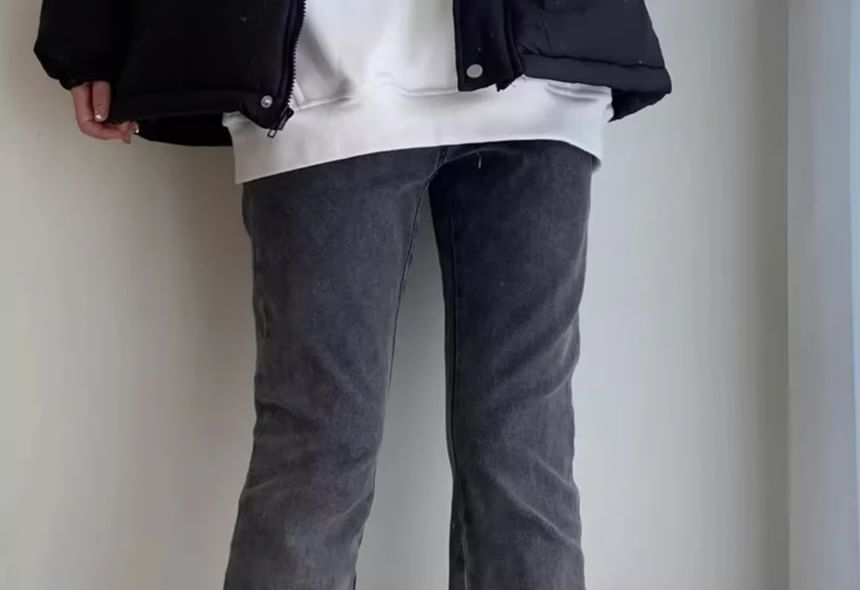 Litoya - Hoge taille gewassen cartoon geborduurde bootcut jeans