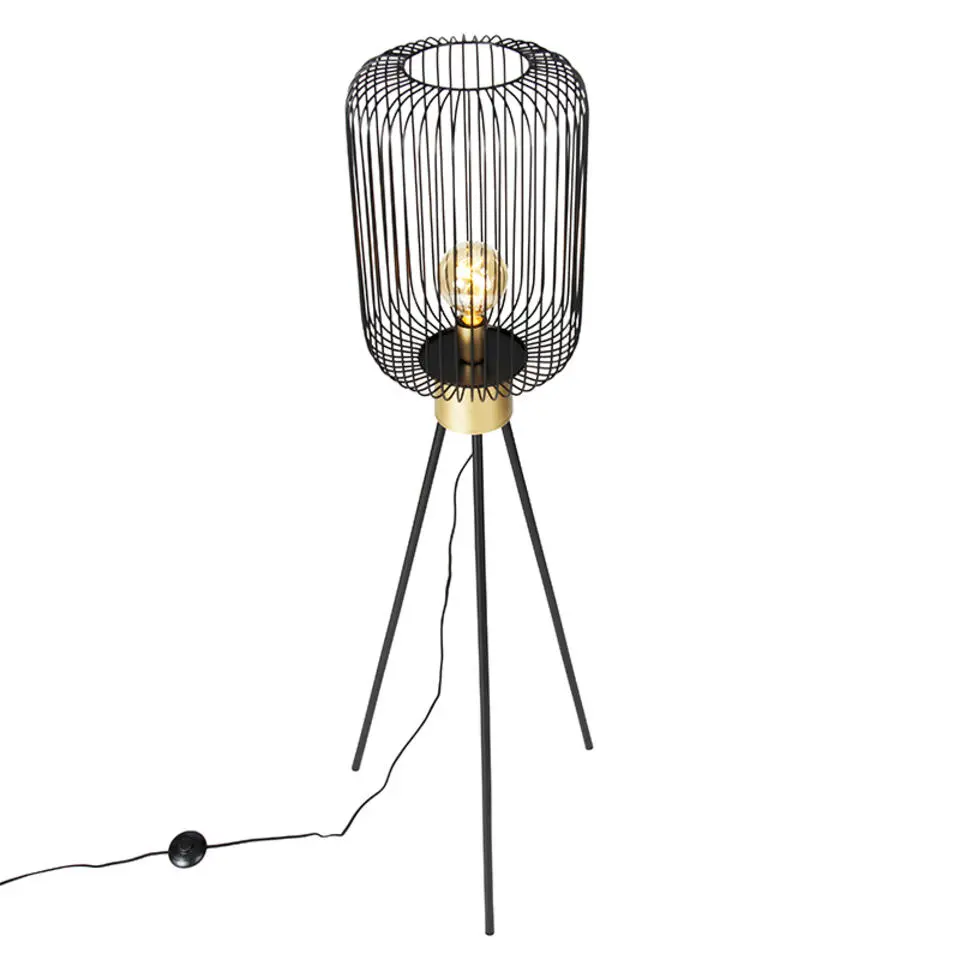 Qazqa vloerlampen mayelle zwart e27