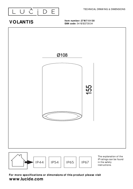 Lucide Volantis spot buiten IP54 zwart