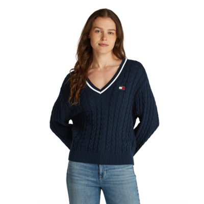 Pull femme Tjw Badge Cable V-Neck TOMMY HILFIGER