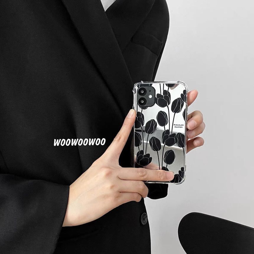 Mobby - Bloemen gespiegeld telefoonhoesje - iPhone 13 Pro Max / 13 Pro / 13 / 12 Pro Max / 12 Pro / 12 / 11 Pro Max / 11 Pro / 11 / XS Max / XR / X / XS / 8 Plus / 8 / 7 Plus / 7