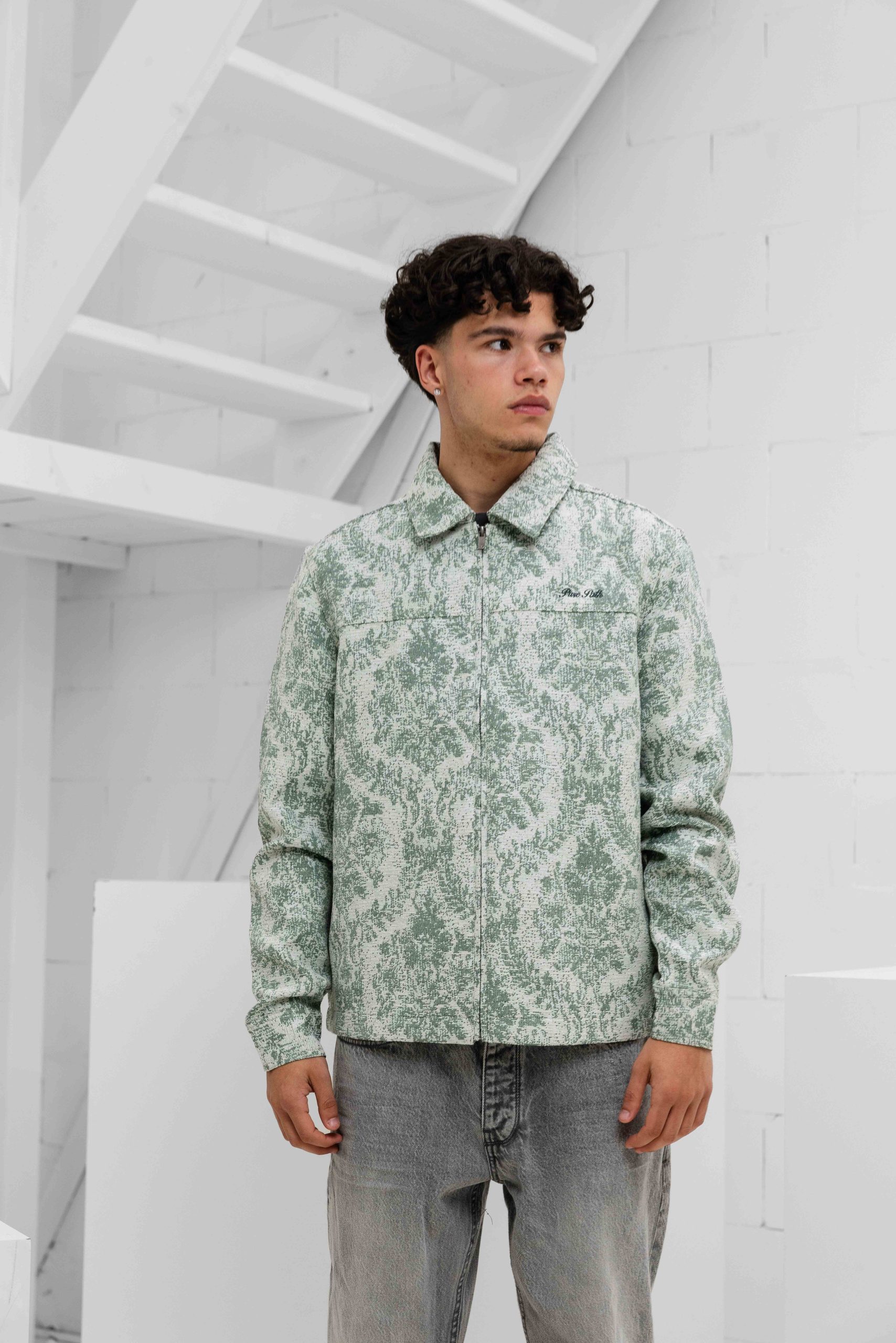 Pure Path Jacquard Flower Full-zip Jack Heren Lichtgroen