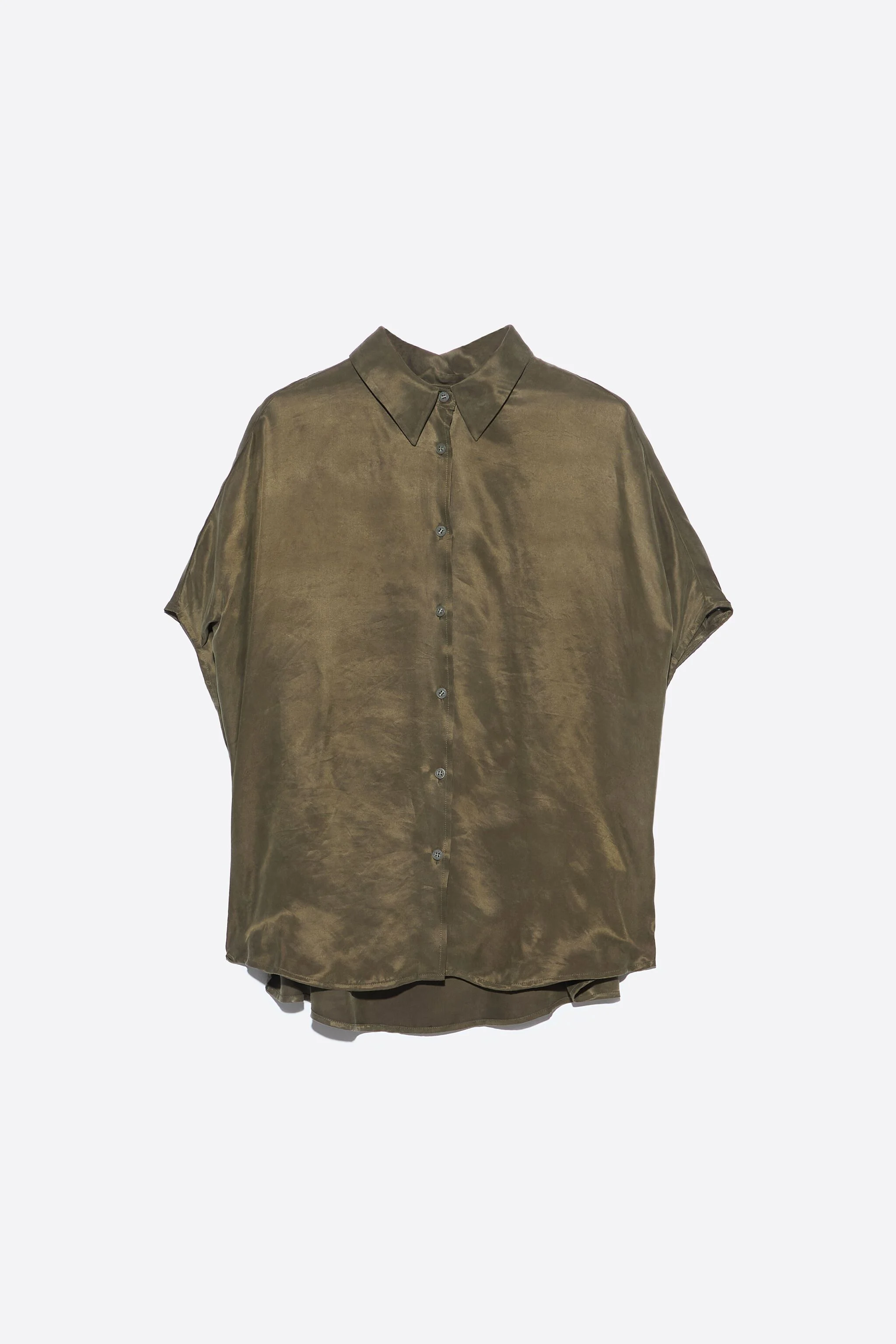 Camisa cáqui fluida tipo capa