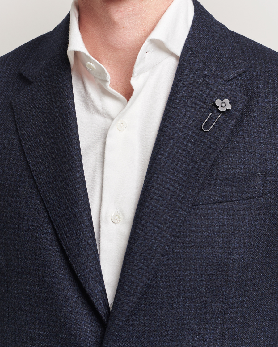 Lardini Checked Wool Blazer Navy