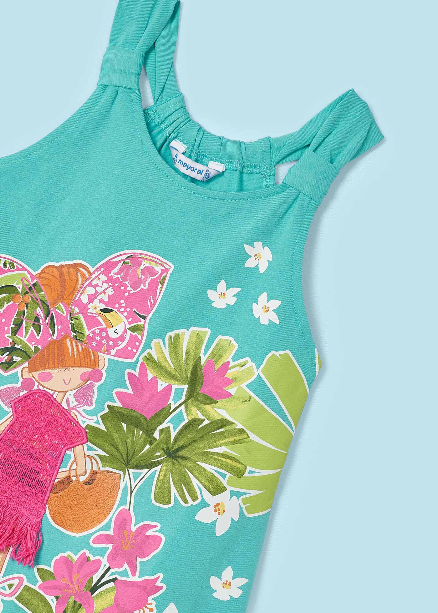 Vestido Better Cotton com estampa de flamingos para meninas