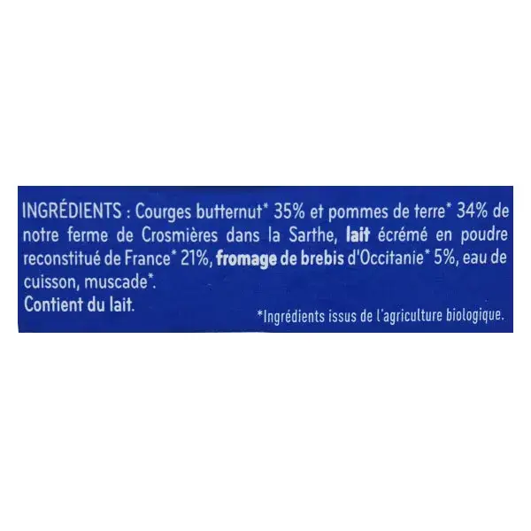 Prato Babybio Jantar Abóbora Cabotiá Batata Queijo de Ovelha +12m Orgânico 230g