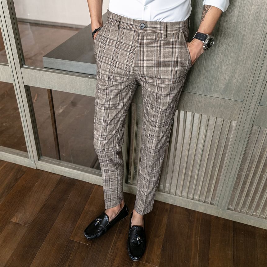 Blueforce - Geruite taps toelopende pantalon met middelhoge taille