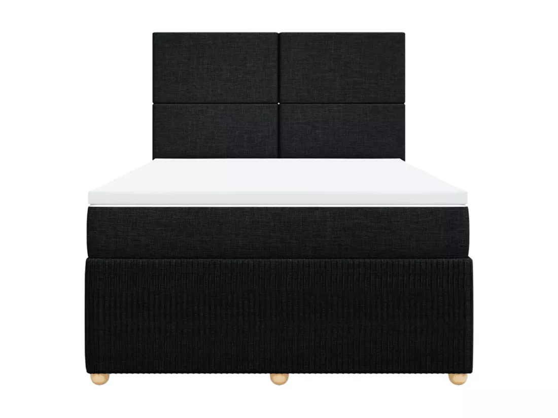 Sommier à lattes de lit avec matelas Noir 140x190 cm Tissu
