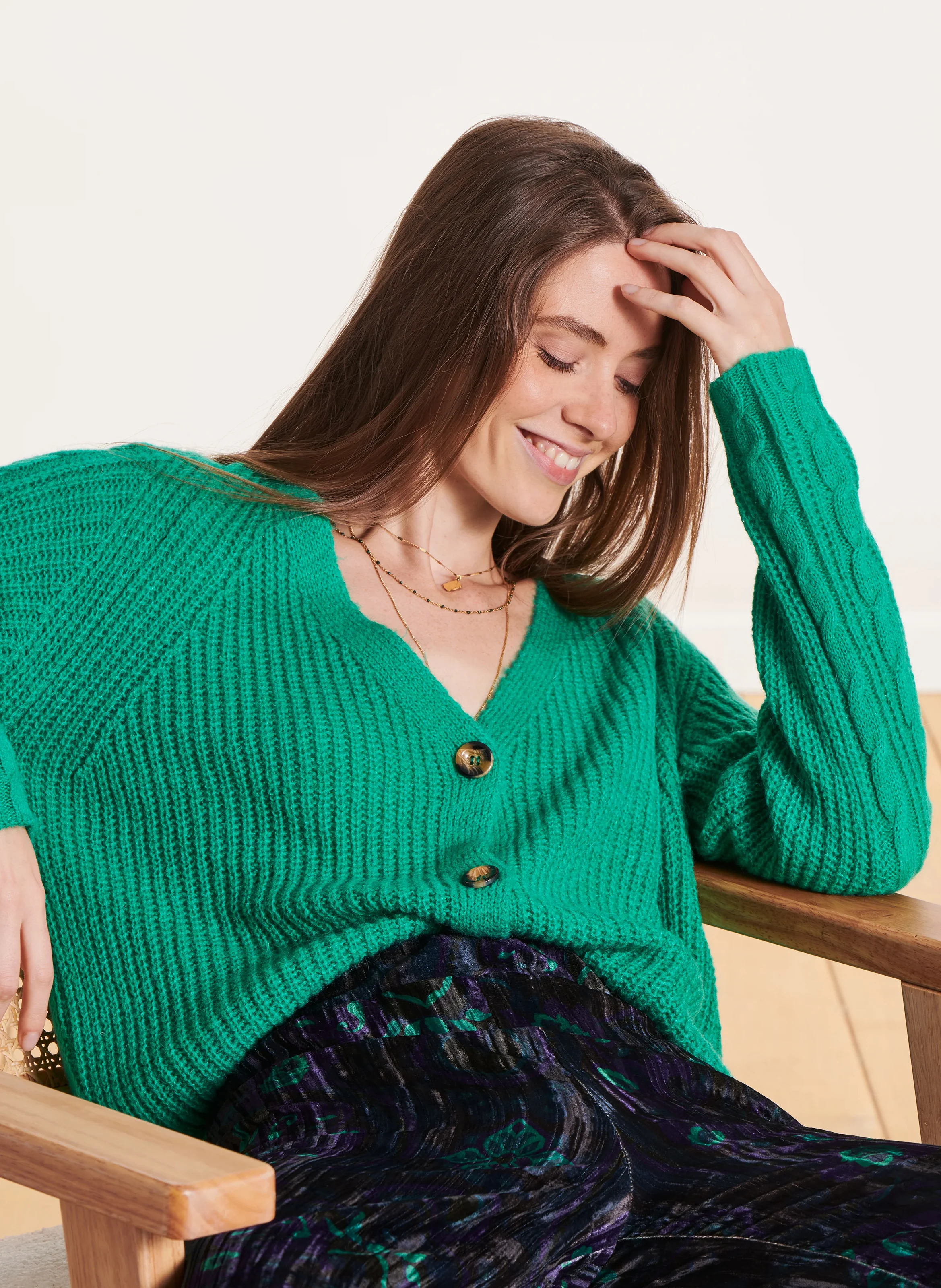 Gilet col V | Vert