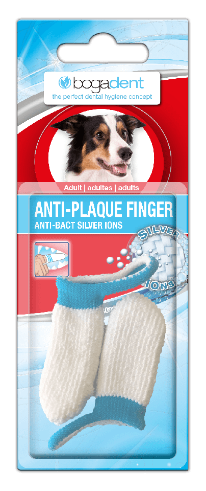 Bogadent - Anti-Plaque - Med sølv ion teknologi - fingertandbørste hund 2stk