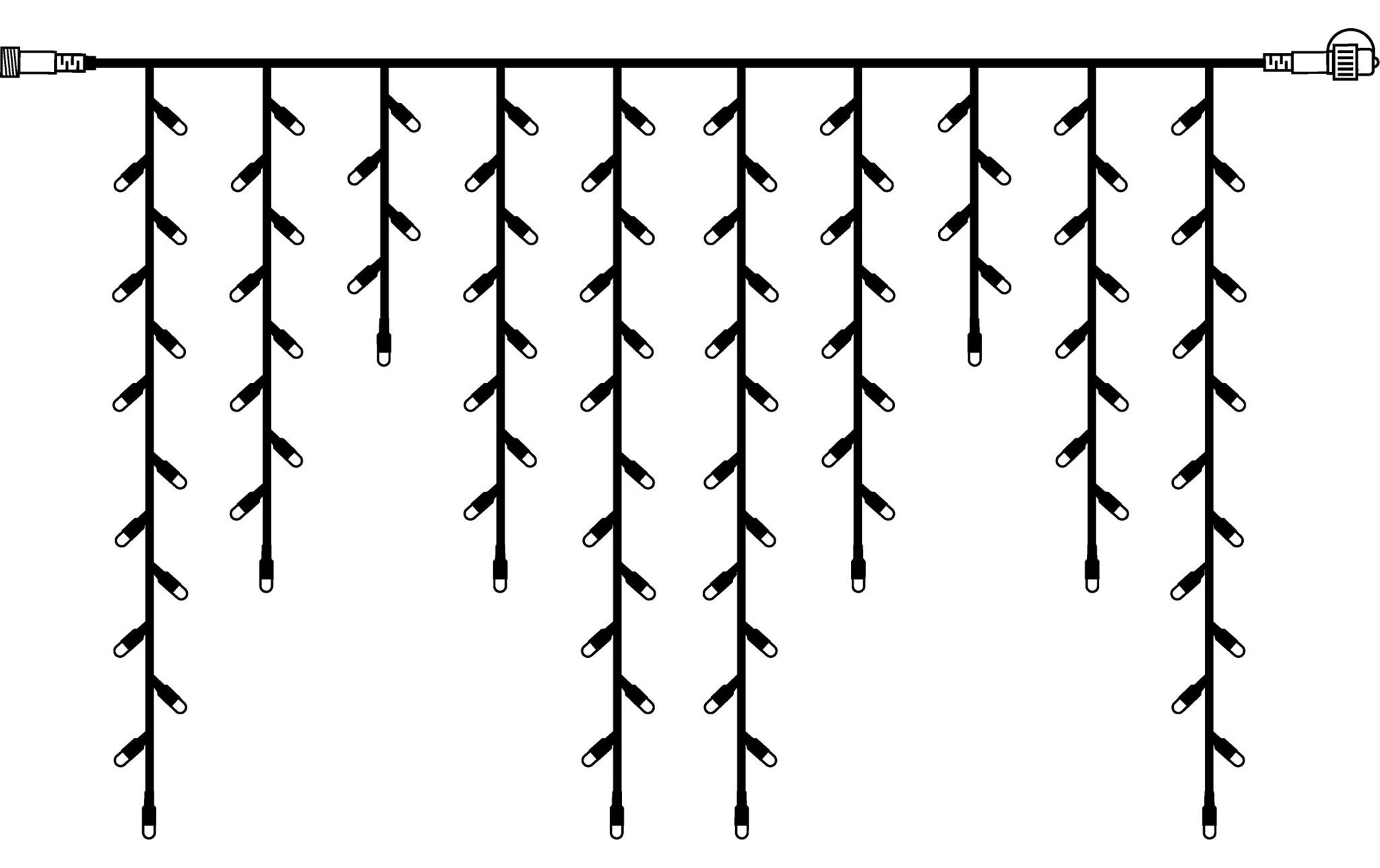 System LED Extra Icicle, Schwarz / Warmweiss, 200 x 100 cmLED-Lichterkette mit 100 warmweissen LEDs